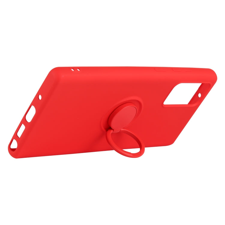 For Samsung Galaxy S20 FE Solid Color Liquid Silicone Shockproof Full Coverage Protective Case with Ring Holder