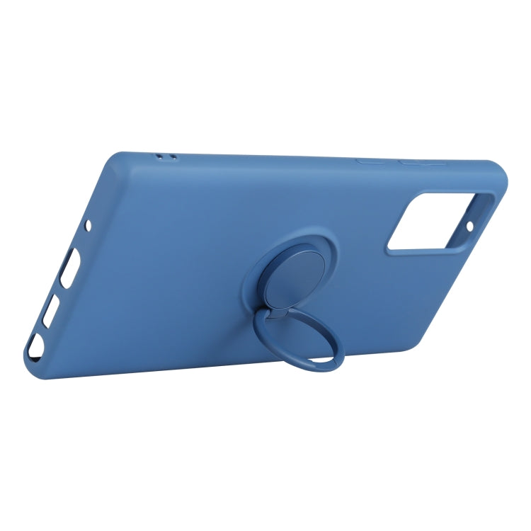 For Samsung Galaxy S20 FE Solid Color Liquid Silicone Shockproof Full Coverage Protective Case with Ring Holder