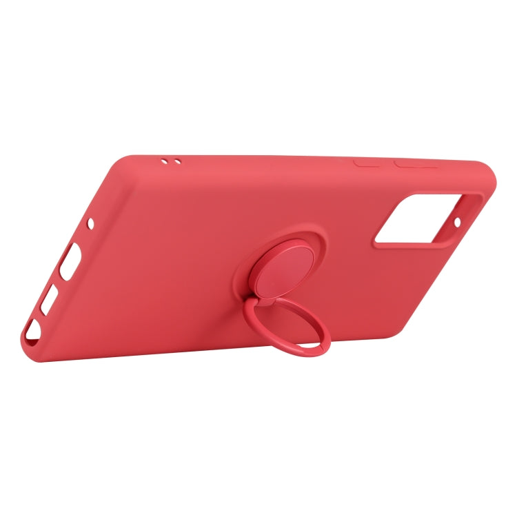 For Samsung Galaxy S20 FE Solid Color Liquid Silicone Shockproof Full Coverage Protective Case with Ring Holder