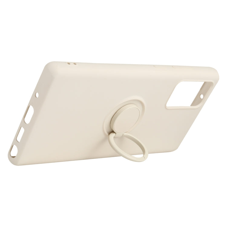 For Samsung Galaxy S20 FE Solid Color Liquid Silicone Shockproof Full Coverage Protective Case with Ring Holder