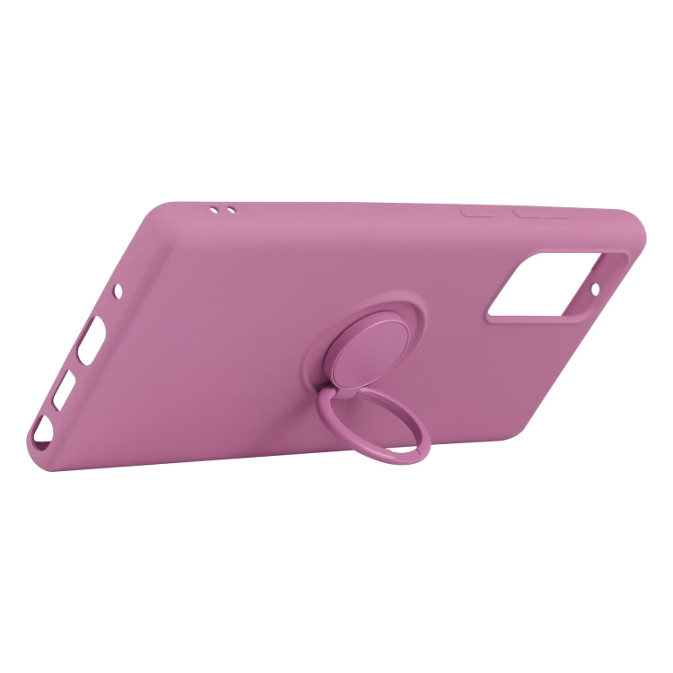For Samsung Galaxy S20 FE Solid Color Liquid Silicone Shockproof Full Coverage Protective Case with Ring Holder
