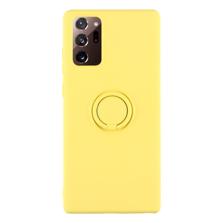 For Samsung Galaxy S20 FE Solid Color Liquid Silicone Shockproof Full Coverage Protective Case with Ring Holder