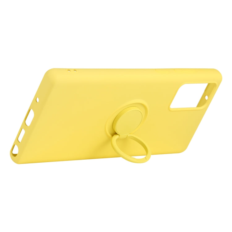 For Samsung Galaxy S20 FE Solid Color Liquid Silicone Shockproof Full Coverage Protective Case with Ring Holder