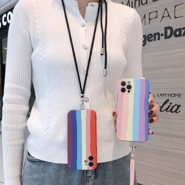 Rainbow IMD Shockproof TPU Protective Case with Lanyard For iPhone 11 Pro Max