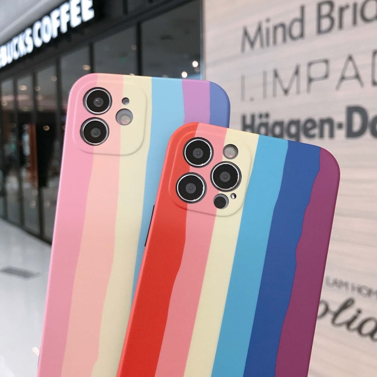 For iPhone 12 Rainbow IMD Shockproof TPU Protective Case with Lanyard
