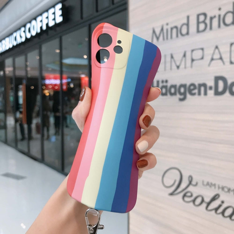 For iPhone 12 Pro Rainbow IMD Shockproof TPU Protective Case with Lanyard