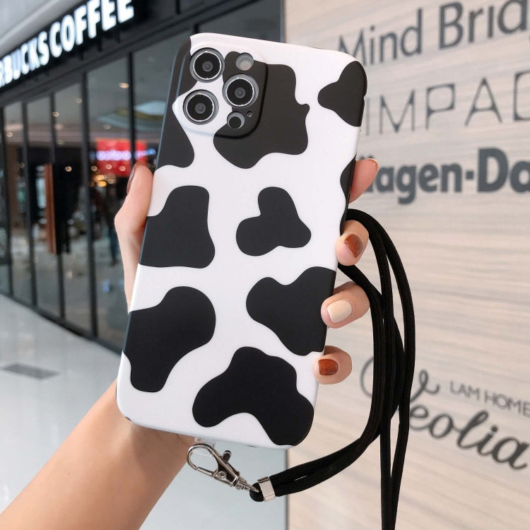For iPhone 12 Pro Animal Texture IMD Shockproof TPU Protective Case with Lanyard