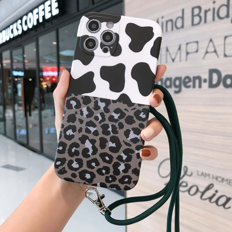 For iPhone 12 Pro Animal Texture IMD Shockproof TPU Protective Case with Lanyard