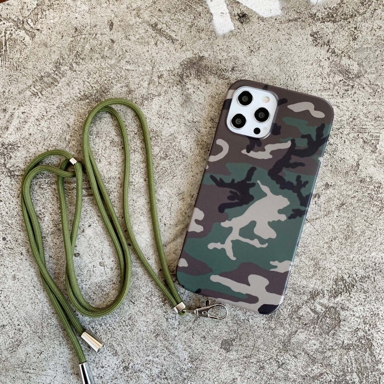 Camouflage Pattern IMD Shockproof TPU Protective Case with Lanyard For iPhone 11 Pro