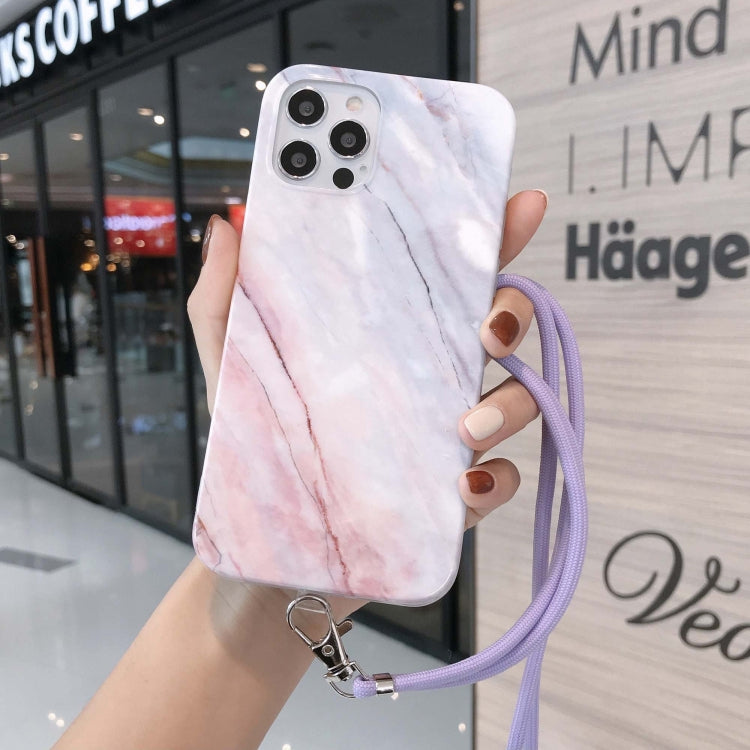Marbled IMD Shockproof TPU Protective Case with Lanyard For iPhone 11