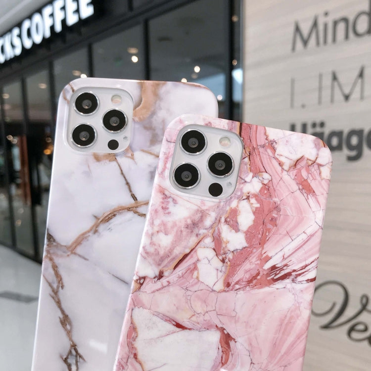 For iPhone 12 Pro Max Marbled IMD Shockproof TPU Protective Case with Lanyard