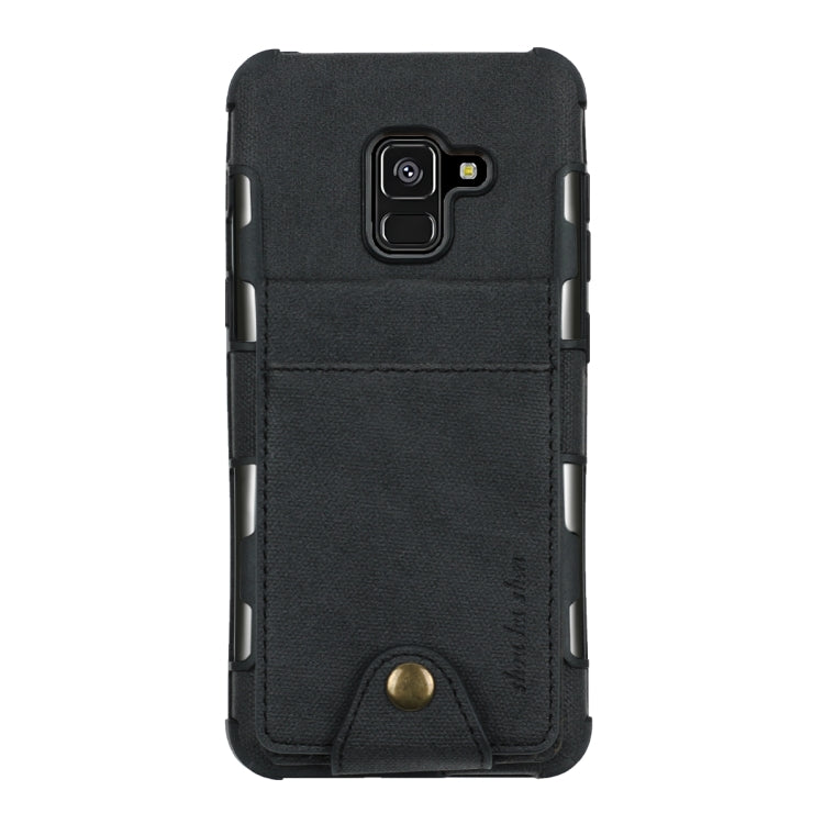For Galaxy A8 (2018) Cloth Texture + TPU Shockproof Protective Case with Vertical Flip Card Slots