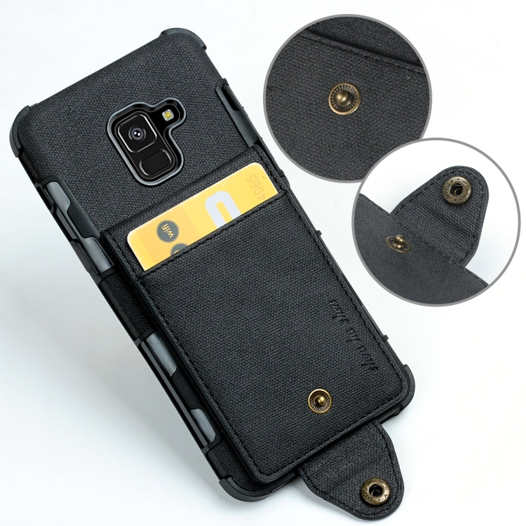 For Galaxy A8 (2018) Cloth Texture + TPU Shockproof Protective Case with Vertical Flip Card Slots