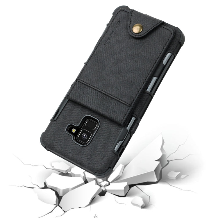 For Galaxy A8 (2018) Cloth Texture + TPU Shockproof Protective Case with Vertical Flip Card Slots