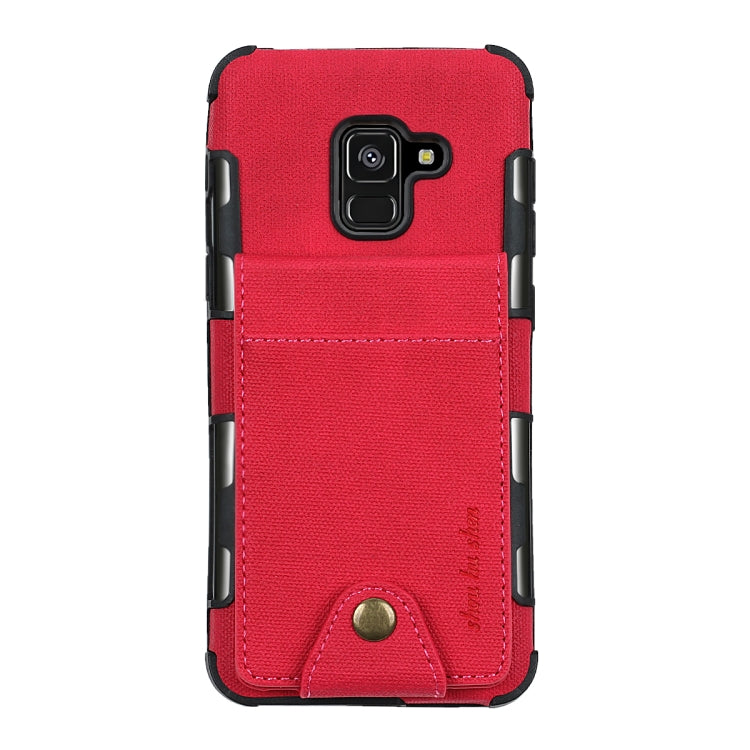 For Galaxy A8 (2018) Cloth Texture + TPU Shockproof Protective Case with Vertical Flip Card Slots