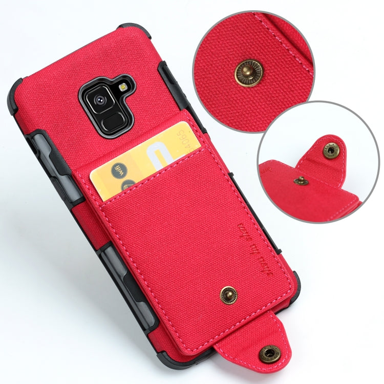 For Galaxy A8 (2018) Cloth Texture + TPU Shockproof Protective Case with Vertical Flip Card Slots