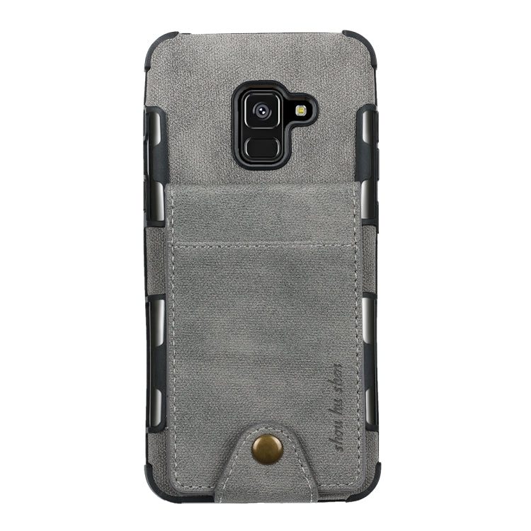 For Galaxy A8 (2018) Cloth Texture + TPU Shockproof Protective Case with Vertical Flip Card Slots