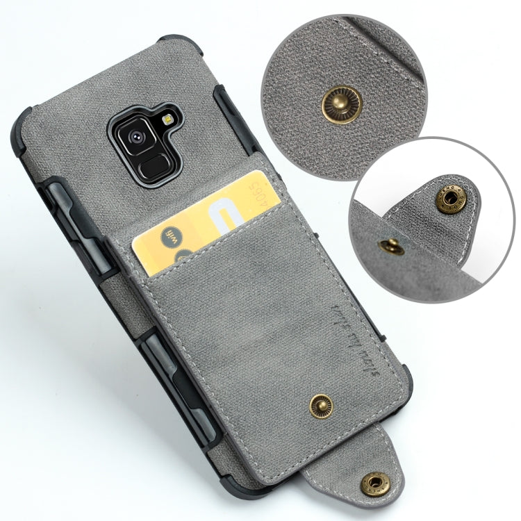 For Galaxy A8 (2018) Cloth Texture + TPU Shockproof Protective Case with Vertical Flip Card Slots