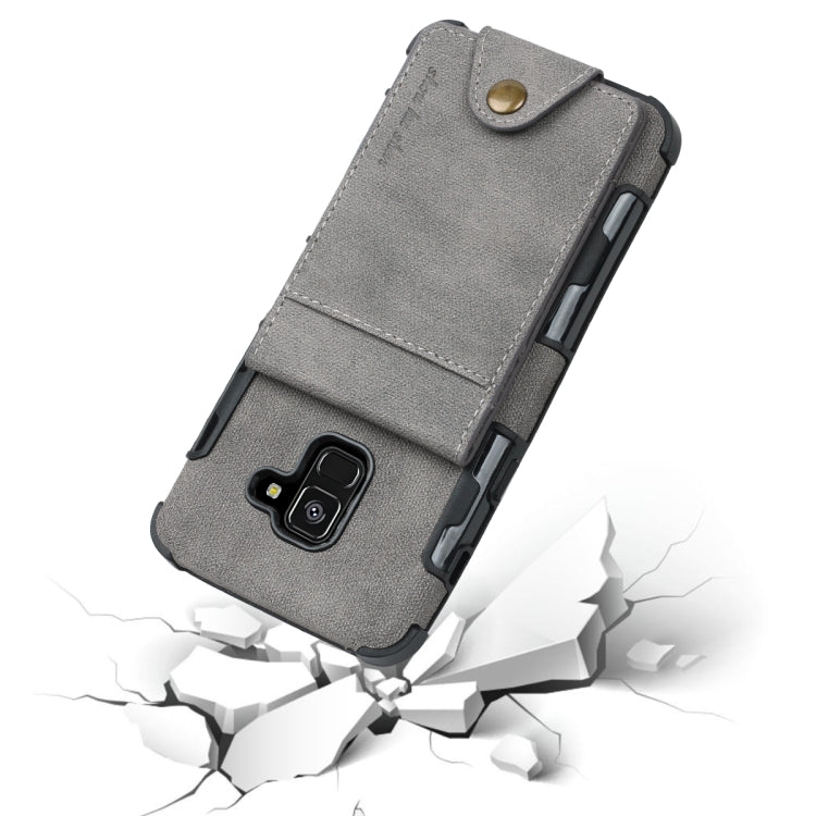 For Galaxy A8 (2018) Cloth Texture + TPU Shockproof Protective Case with Vertical Flip Card Slots