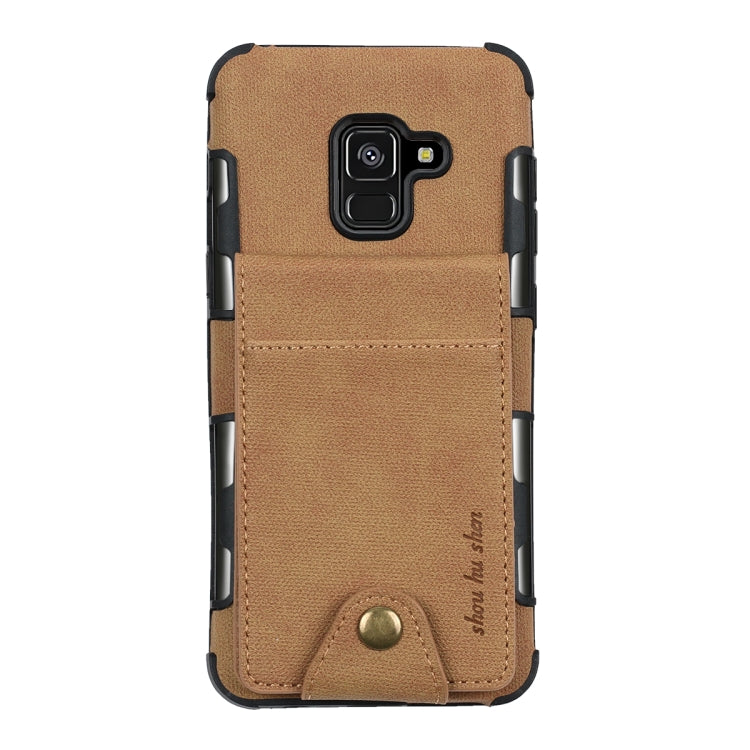 For Galaxy A8 (2018) Cloth Texture + TPU Shockproof Protective Case with Vertical Flip Card Slots
