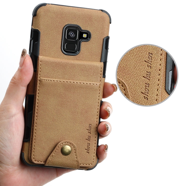 For Galaxy A8 (2018) Cloth Texture + TPU Shockproof Protective Case with Vertical Flip Card Slots