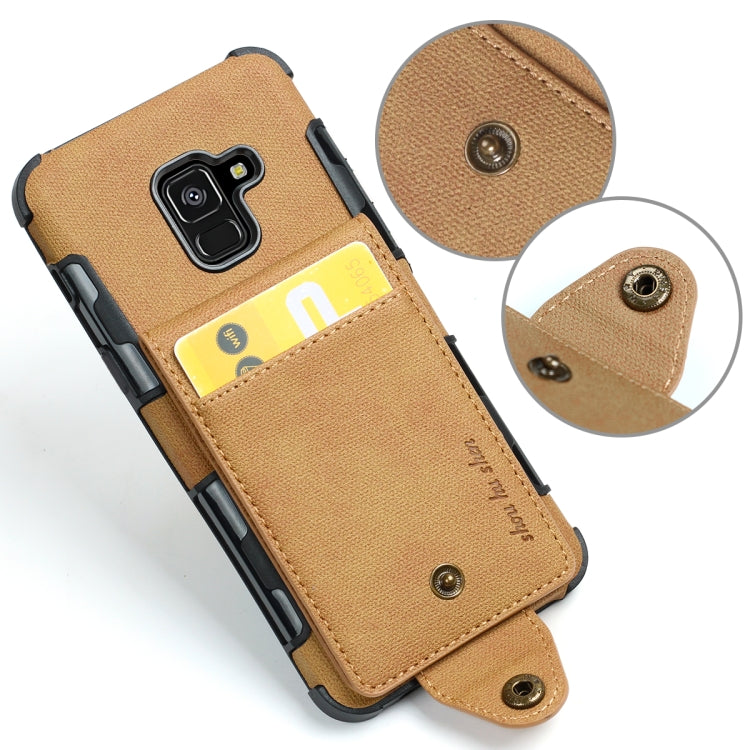 For Galaxy A8 (2018) Cloth Texture + TPU Shockproof Protective Case with Vertical Flip Card Slots