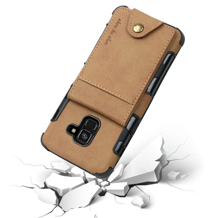 For Galaxy A8 (2018) Cloth Texture + TPU Shockproof Protective Case with Vertical Flip Card Slots