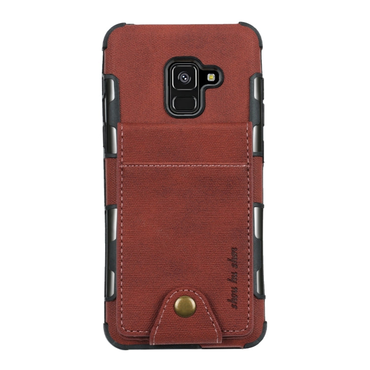 For Galaxy A8 (2018) Cloth Texture + TPU Shockproof Protective Case with Vertical Flip Card Slots