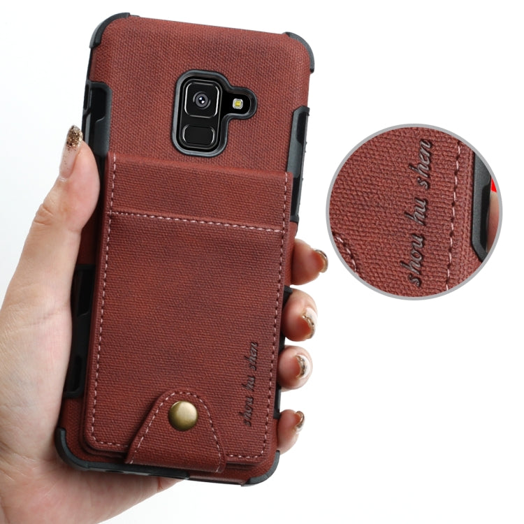 For Galaxy A8 (2018) Cloth Texture + TPU Shockproof Protective Case with Vertical Flip Card Slots