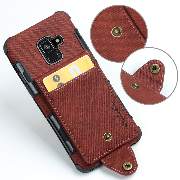 For Galaxy A8 (2018) Cloth Texture + TPU Shockproof Protective Case with Vertical Flip Card Slots