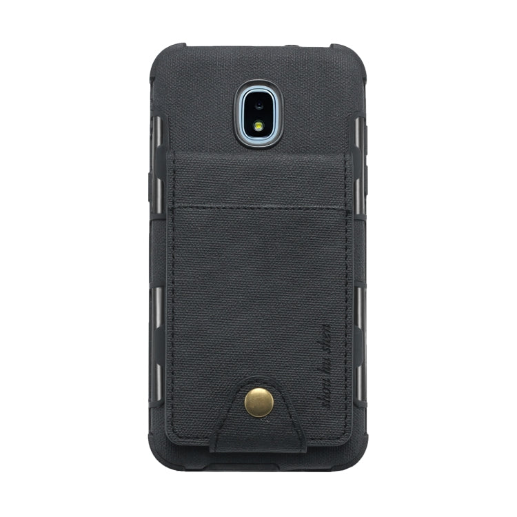 For Galaxy J3 (2018) Cloth Texture + TPU Shockproof Protective Case with Vertical Flip Card Slots