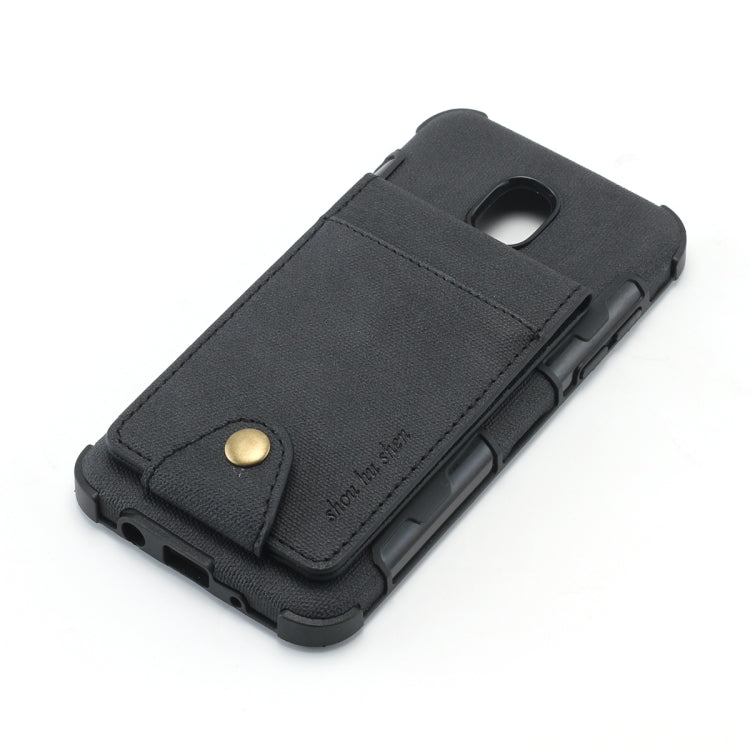 For Galaxy J3 (2018) Cloth Texture + TPU Shockproof Protective Case with Vertical Flip Card Slots