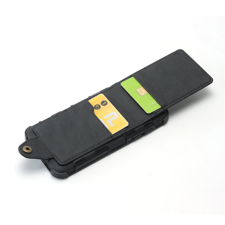 For Galaxy J3 (2018) Cloth Texture + TPU Shockproof Protective Case with Vertical Flip Card Slots