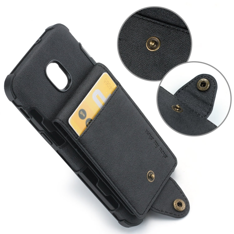 For Galaxy J3 (2018) Cloth Texture + TPU Shockproof Protective Case with Vertical Flip Card Slots