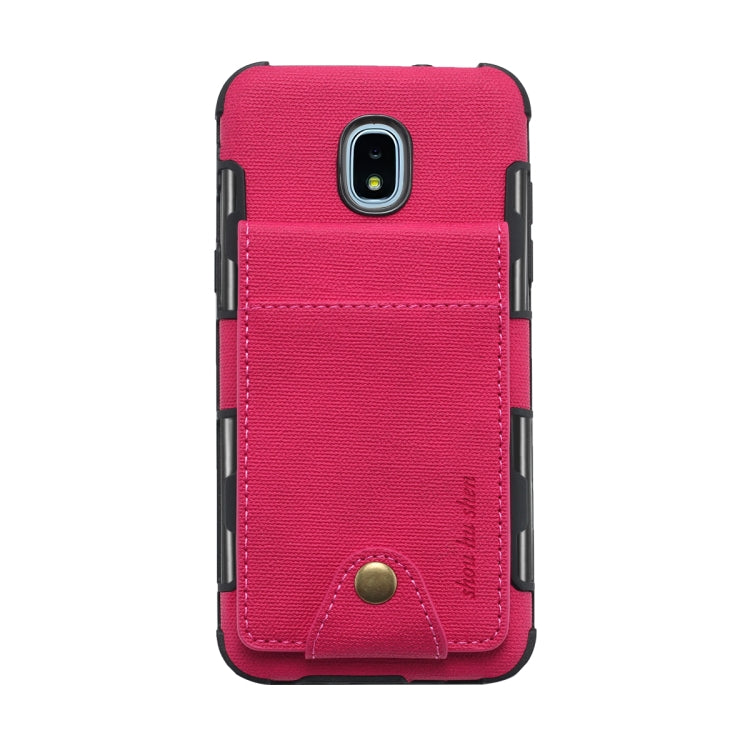 For Galaxy J3 (2018) Cloth Texture + TPU Shockproof Protective Case with Vertical Flip Card Slots