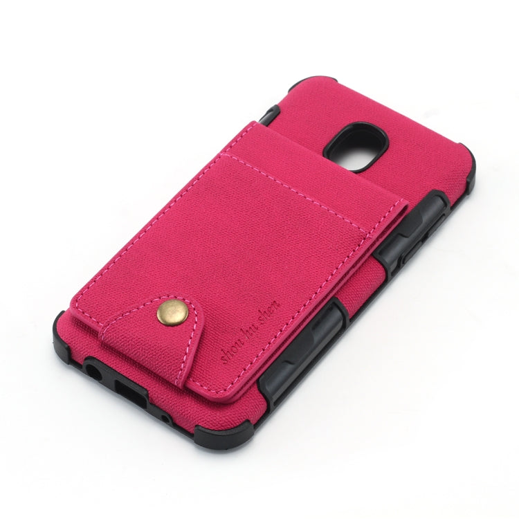 For Galaxy J3 (2018) Cloth Texture + TPU Shockproof Protective Case with Vertical Flip Card Slots