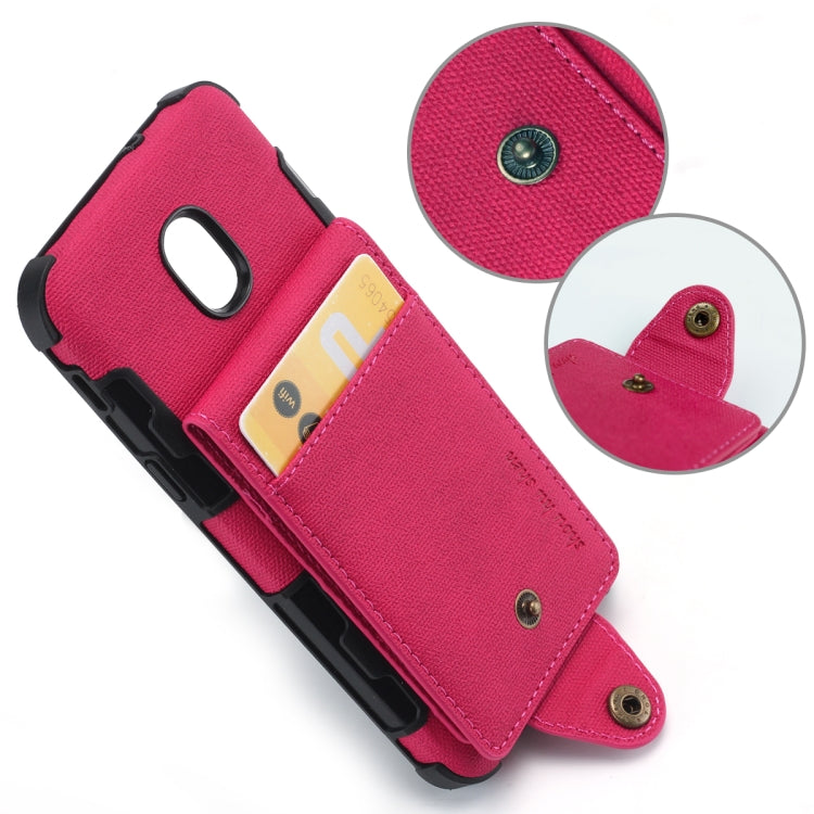 For Galaxy J3 (2018) Cloth Texture + TPU Shockproof Protective Case with Vertical Flip Card Slots