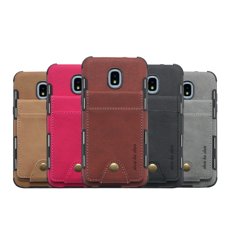For Galaxy J3 (2018) Cloth Texture + TPU Shockproof Protective Case with Vertical Flip Card Slots