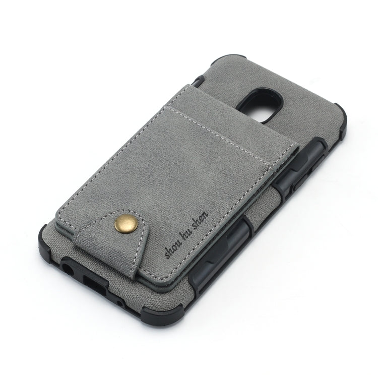 For Galaxy J3 (2018) Cloth Texture + TPU Shockproof Protective Case with Vertical Flip Card Slots