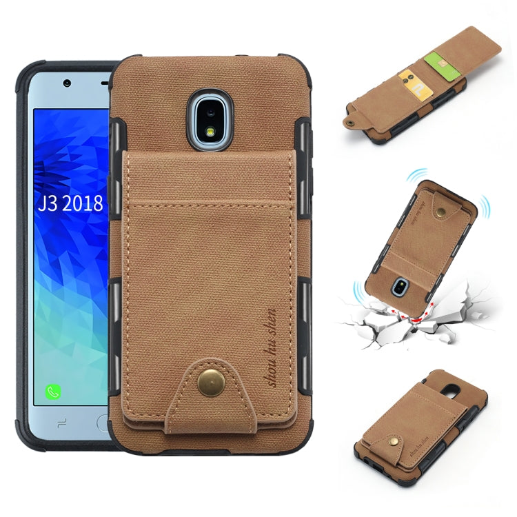 For Galaxy J3 (2018) Cloth Texture + TPU Shockproof Protective Case with Vertical Flip Card Slots