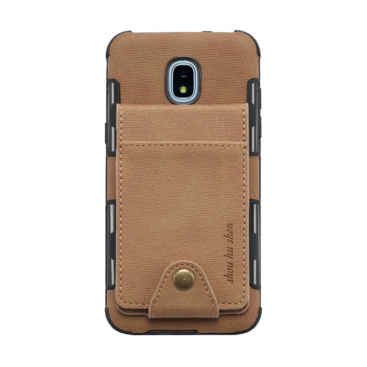 For Galaxy J3 (2018) Cloth Texture + TPU Shockproof Protective Case with Vertical Flip Card Slots