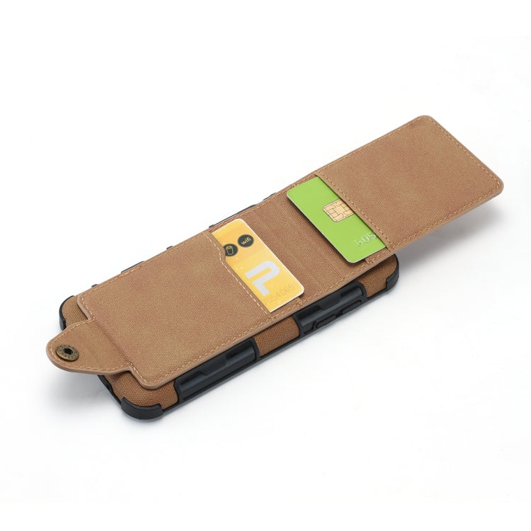 For Galaxy J3 (2018) Cloth Texture + TPU Shockproof Protective Case with Vertical Flip Card Slots