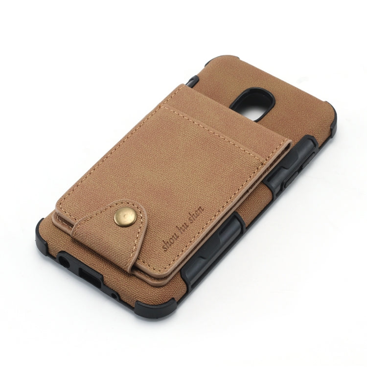 For Galaxy J3 (2018) Cloth Texture + TPU Shockproof Protective Case with Vertical Flip Card Slots