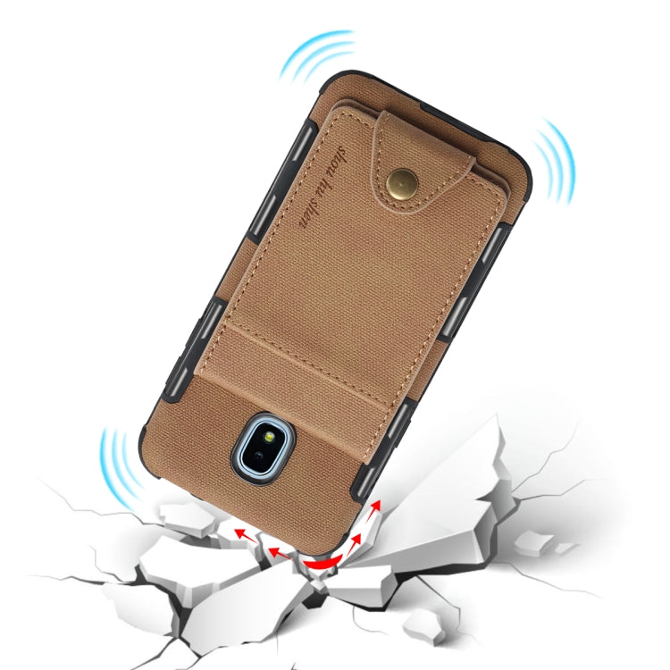 For Galaxy J3 (2018) Cloth Texture + TPU Shockproof Protective Case with Vertical Flip Card Slots