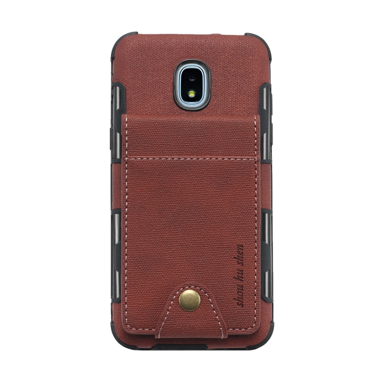 For Galaxy J3 (2018) Cloth Texture + TPU Shockproof Protective Case with Vertical Flip Card Slots