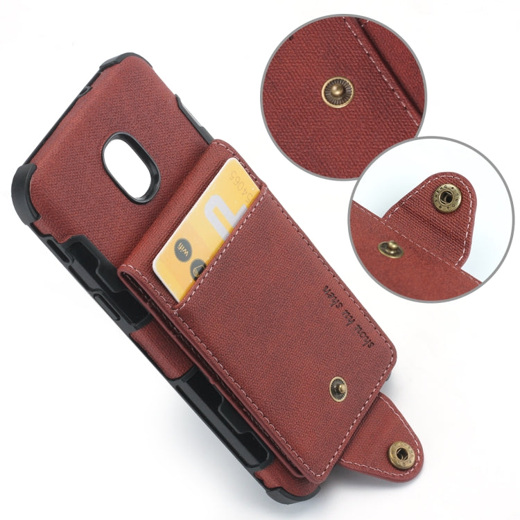 For Galaxy J3 (2018) Cloth Texture + TPU Shockproof Protective Case with Vertical Flip Card Slots