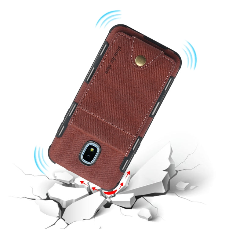 For Galaxy J3 (2018) Cloth Texture + TPU Shockproof Protective Case with Vertical Flip Card Slots