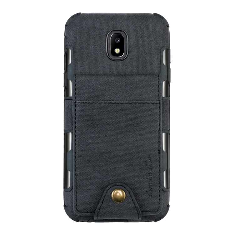 For Galaxy J5 (2017) Cloth Texture + TPU Shockproof Protective Case with Vertical Flip Card Slots