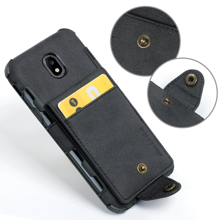 For Galaxy J5 (2017) Cloth Texture + TPU Shockproof Protective Case with Vertical Flip Card Slots