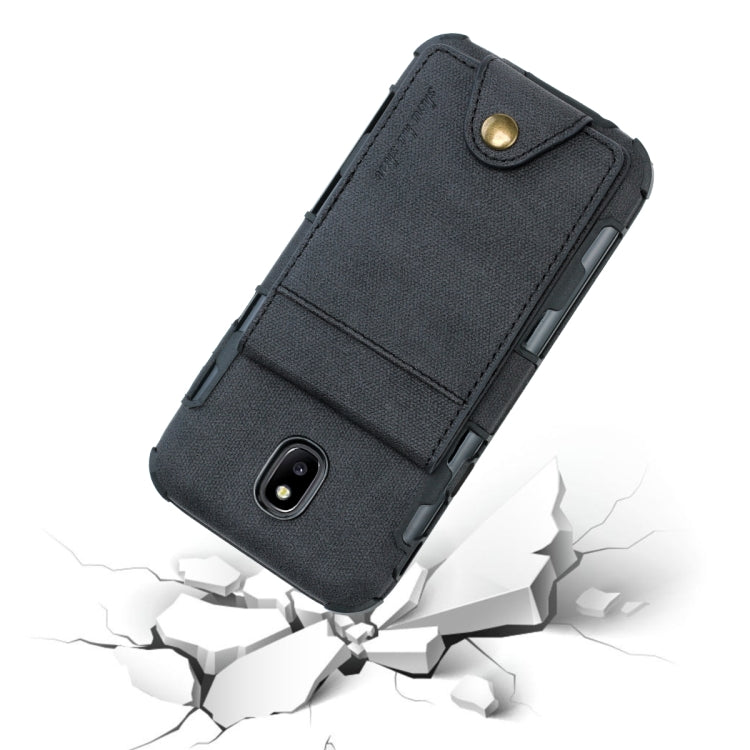 For Galaxy J5 (2017) Cloth Texture + TPU Shockproof Protective Case with Vertical Flip Card Slots